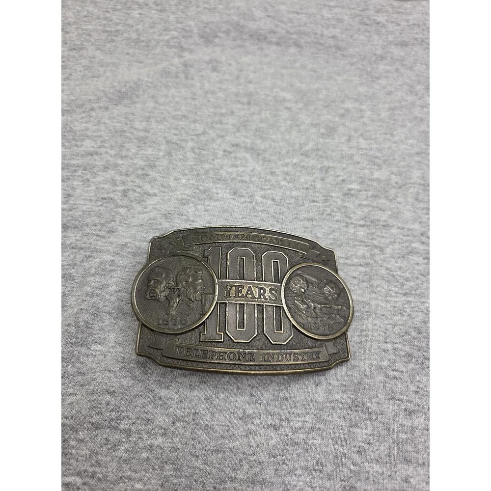 Lewis Telephone Pioneers 100 Years Industry Brass Belt Buckle